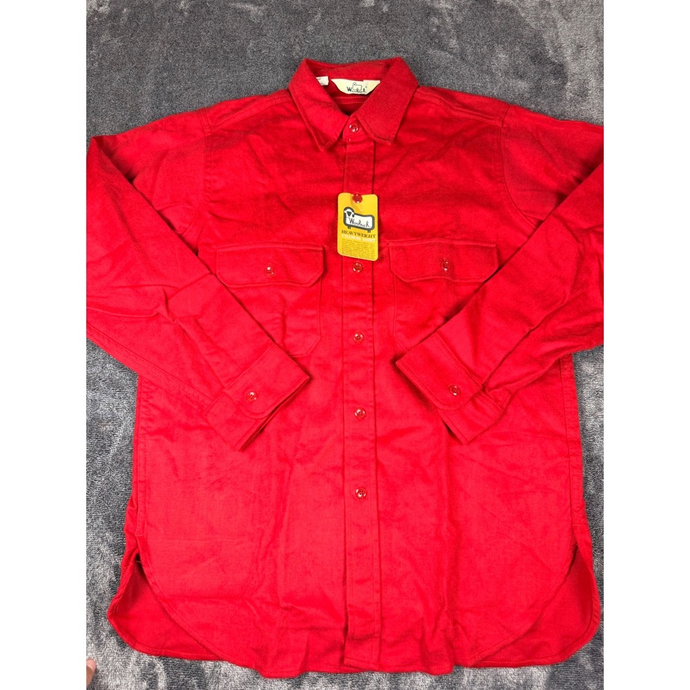 NEW Woolrich Mens Heavyweight Chamois Shirt Red Vintage Made in USA Large 1592